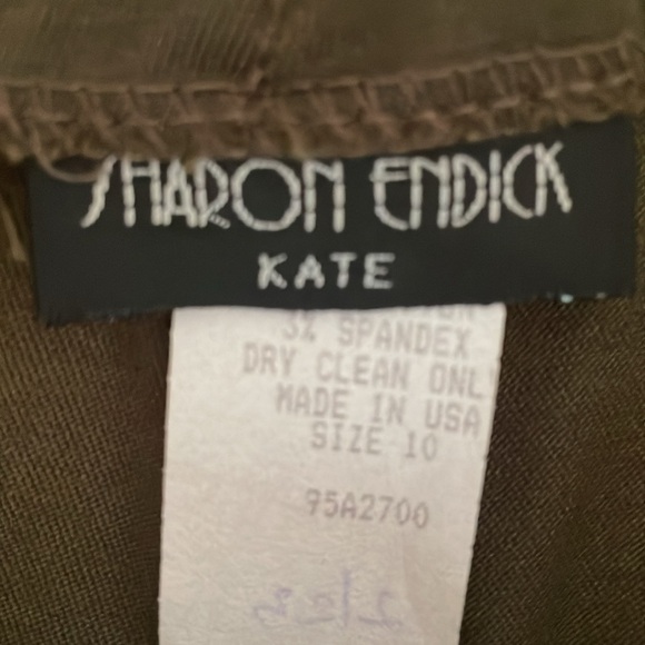 Sharon Endick Kate Cropped Capri Pants Side Zip Olive Army Green Women 10 - Picture 4 of 6